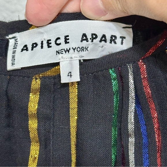 Apiece Apart Rainbow Metallic Stripe Midi Camellia Dress Size 4 - Picture 8 of 9